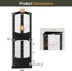 Minifigures Display Case 6 Tier 72 LED Light Figure Collectibles Glass Cabinet