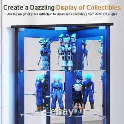 Minifigures Display Case 6 Tier 72 LED Light Figure Collectibles Glass Cabinet