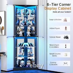 Minifigures Display Case 6 Tier 72 LED Light Figure Collectibles Glass Cabinet