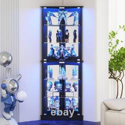 Minifigures Display Case 6 Tier 72 LED Light Figure Collectibles Glass Cabinet