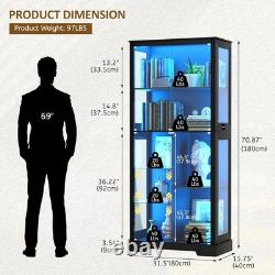 Minifigures Display Case 7 Tier 71 LED Light Figure Collectibles Glass Cabinet