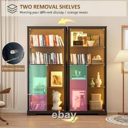 Minifigures Display Case 7 Tier 71 LED Light Figure Collectibles Glass Cabinet