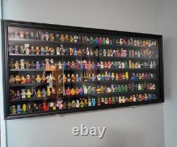 Minifigures Display Case Black 200 Pcs LEGO Figurines Wood Cabinet With Plates