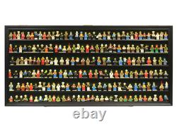 Minifigures Display Case Black 200 Pcs LEGO Figurines Wood Cabinet With Plates