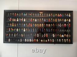 Minifigures Display Case Black 200 Pcs LEGO Figurines Wood Cabinet With Plates