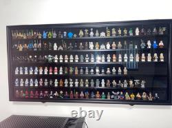 Minifigures Display Case Black 200 Pcs LEGO Figurines Wood Cabinet With Plates