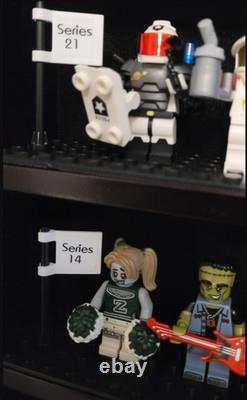 Minifigures Display Case Black 200 Pcs LEGO Figurines Wood Cabinet With Plates