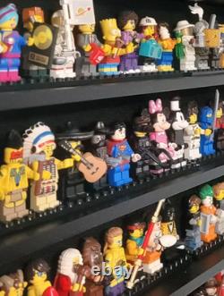 Minifigures Display Case Black 200 Pcs LEGO Figurines Wood Cabinet With Plates