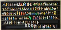 Minifigures Display Case Black 200 Pcs LEGO Figurines Wood Cabinet With Plates