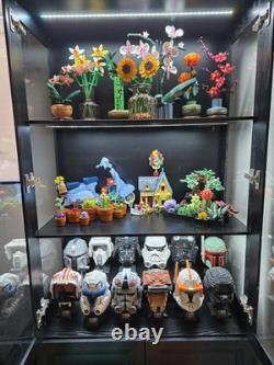 Minifigures Display Case LED Light Figure Diecast Model Car Curio Books Cabinet