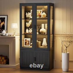 Minifigures Display Case LED Light Figure Diecast Model Car Curio Books Cabinet