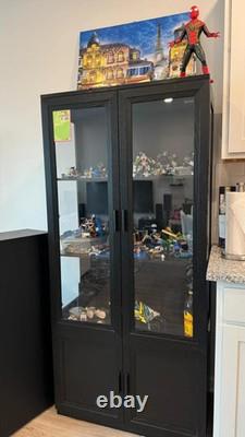 Minifigures Display Case LED Light Figure Diecast Model Car Curio Books Cabinet