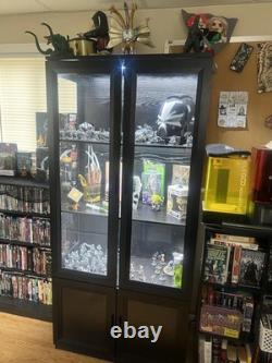 Minifigures Display Case LED Light Figure Diecast Model Car Curio Books Cabinet