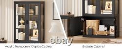 Minifigures Display Case LED Light Figure Diecast Model Car Curio Books Cabinet
