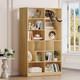 Modern 2 In 1 Wood Bookshelf Cat House Cat Tree Display Case With Storage