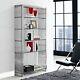 Modern Silver Stainless Steel Slat Metal Storage Bookshelf Display Case