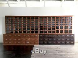 Monumental Antique Apothecary Hardware Store Cabinet