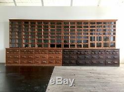 Monumental Antique Apothecary Hardware Store Cabinet