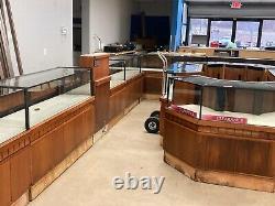 Must Sell! Store Lot 21 Pcs Custom Solid Wood Jewelry Display Showcases 56+ Feet