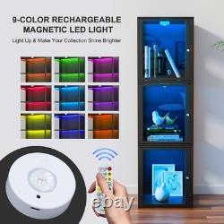 NAIZEA Tempered Glass Display Shelf Showcase Lockable Cabinets Collection Case