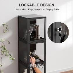NAIZEA Tempered Glass Display Shelf Showcase Lockable Cabinets Collection Case
