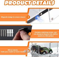 NEW 1/64 Diecast Acrylic Display Case LED Light Car Storage Wall Rack