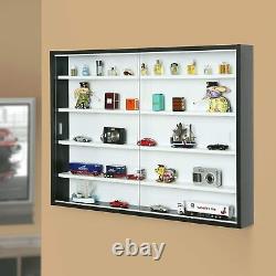 NEW Display Cabinet Modern Storage Shelves Wall Glass Case Box Collectibles Case