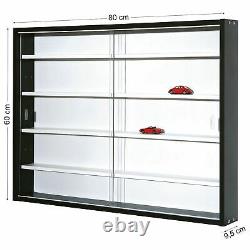 NEW Display Cabinet Modern Storage Shelves Wall Glass Case Box Collectibles Case