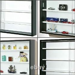 NEW Display Cabinet Modern Storage Shelves Wall Glass Case Box Collectibles Case