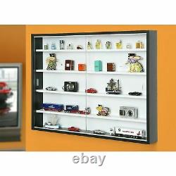 NEW Display Cabinet Modern Storage Shelves Wall Glass Case Box Collectibles Case