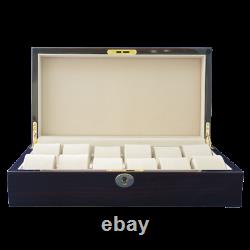 NEW Ebony Wood Finish Watch Box Storage Chest Display Case