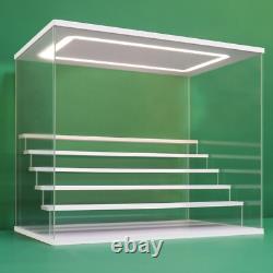 NONEMEY Clear Acrylic Display Case Stand with LED Light 2/3/4/5/6 Tier Storag