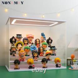 NONEMEY Clear Acrylic Display Case Stand with LED Light 2/3/4/5/6 Tier Storag