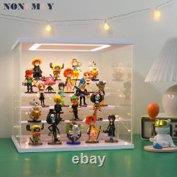 NONEMEY Clear Acrylic Display Case Stand with LED Light 2/3/4/5/6 Tier Storag