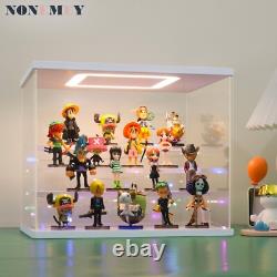 NONEMEY Clear Acrylic Display Case Stand with LED Light 2/3/4/5/6 Tier Storag