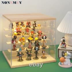 NONEMEY Clear Acrylic Display Case Stand with LED Light 2/3/4/5/6 Tier Storag