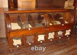 Neat antique curved glass country store seed dry goods display case-16027