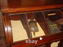 Neat antique curved glass country store seed dry goods display case-16027