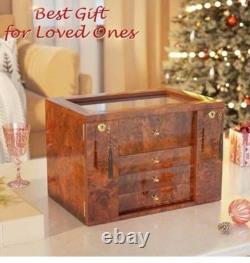 New AGONEE 12-Slot Luxury Watch Display Case, Lockable with Glass Window