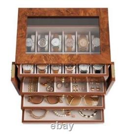 New AGONEE 12-Slot Luxury Watch Display Case, Lockable with Glass Window