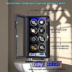 New Automatic 8 Watch Winder Watch Storage Display Case Box Fingerprint Unlock