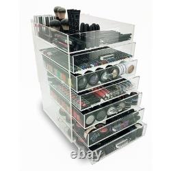 New! Deluxe Makeup Organizer Acrylic 7 Tier Drawer Cosmetic Display Case