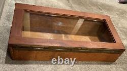 Nice! Antique Maple  Wood Glass Countertop General Store Jewelry Display Case