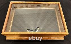 Nice! Antique Oak Wood Glass Tabletop General Store Jewelry Display Case