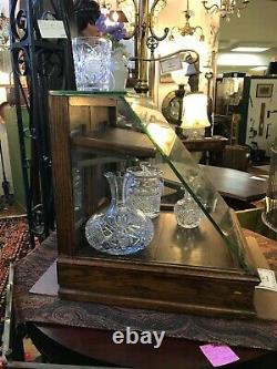 Oak Antique Wood Glass Store Counter Display Case Rear Door Circa 1920