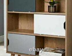 Oak Floyen Cube Sliding Wooden Bookcase Shelving Display Storage Shelf Unit Wood