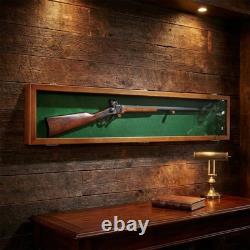 Oak Gun Display Case with Lock, Wood Glass Top Rifle Sword Storage Holder Lockable