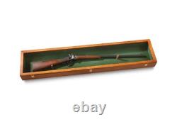 Oak Gun Display Case with Lock, Wood Glass Top Rifle Sword Storage Holder Lockable