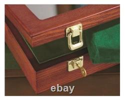 Oak Gun Display Case with Lock, Wood Glass Top Rifle Sword Storage Holder Lockable