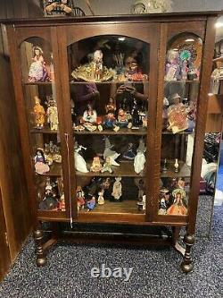 Oak Wood Glass Display Cabinet Case Antique Vintage Shelves Traditional Storage